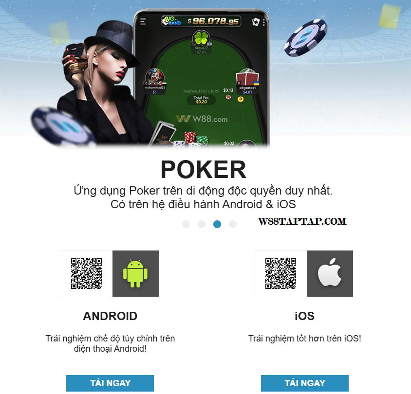 Tải w88 poker trên điện thoại di động