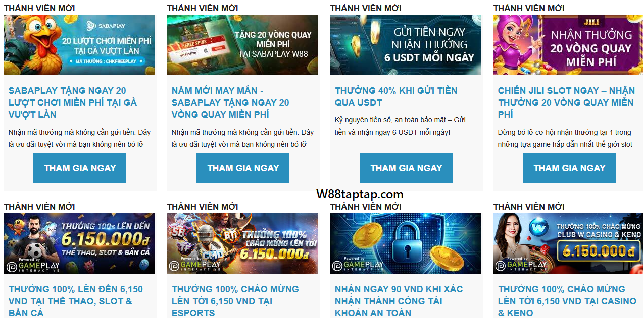Top các ưu đãi hấp dẫn W88